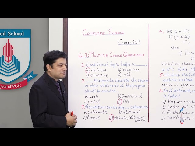 Class 10 - Computer Studies - Chapter 3 - Lecture 7 - Exercises: Q.1 & Q.2 - Allied Schools