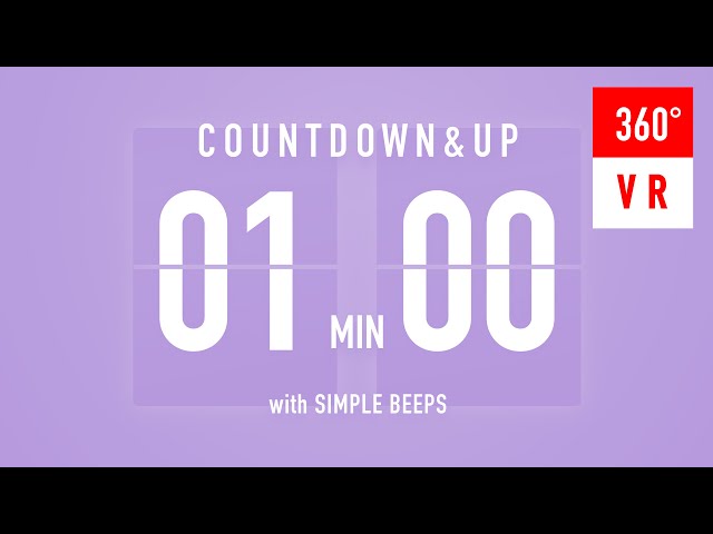 1 Minute Countdown & Countup VR Timers ⏳ Flip Clock with Bell Alerts 💜🔔