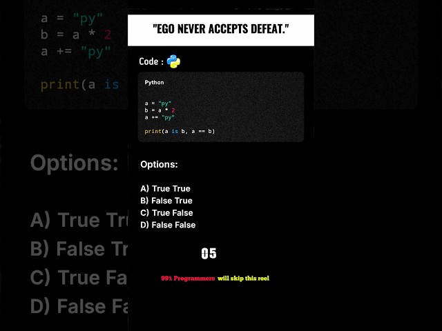 Python Interview Question | Daily Coding Quiz | Shorts ( Day 13- Video 2 )