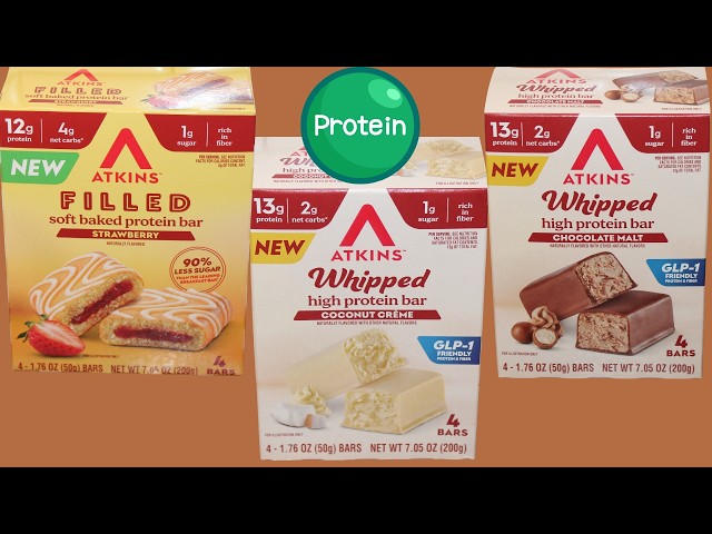 Atkins Filled Strawberry Bar, Atkins Whipped: Coconut Crème & Chocolate Malt Review
