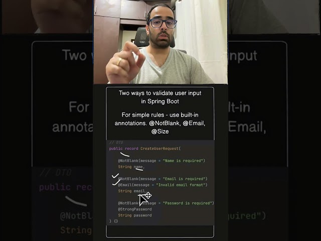 Validate user input in #springboot #springboottutorial #hungrycoders