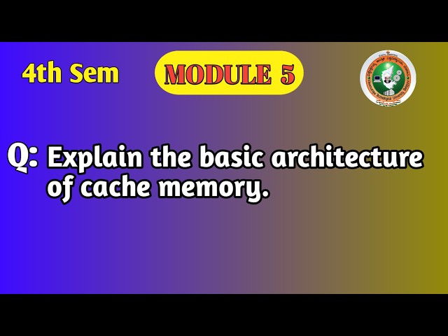 Basic Architecture of Cache Memory Explained | VTU BCS402 Module 5