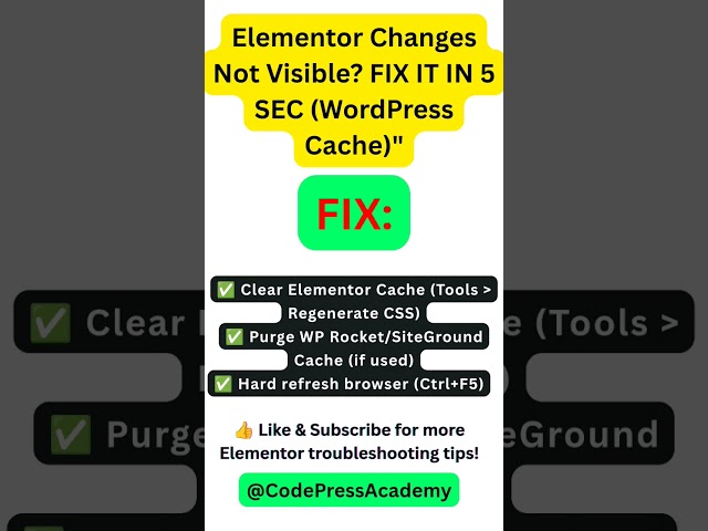 Elementor Changes Not Visible? FIX IT IN 5 SECONDS! (WordPress Cache) #short #ytshorts  #wp