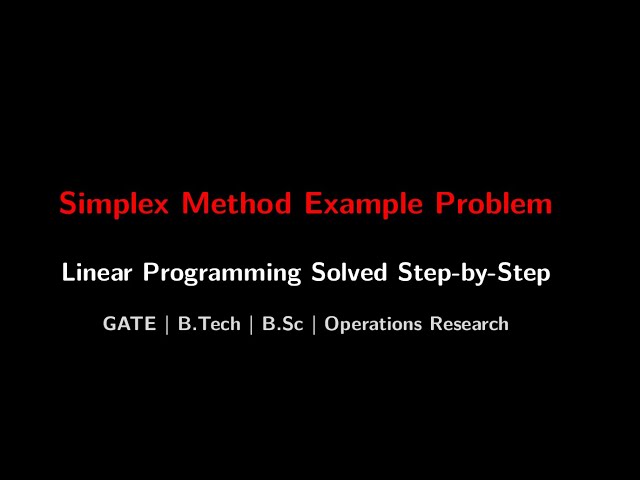 Simplex Method Explained with One Minimization Problem