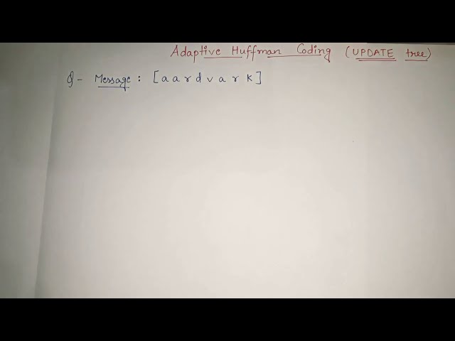 6. Adaptive Huffman Coding in Data Compression | TREE UPDATION | Huffman encoding decoding example