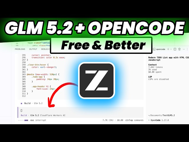 USE GLM 5.2 for FREE in OpenCode (CloudFlare Workers AI Tutorial)
