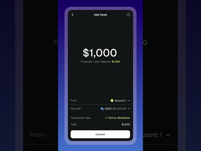One tap is all it takes. Fund your Money Account and your stablecoins start earning up to 6% APY aut