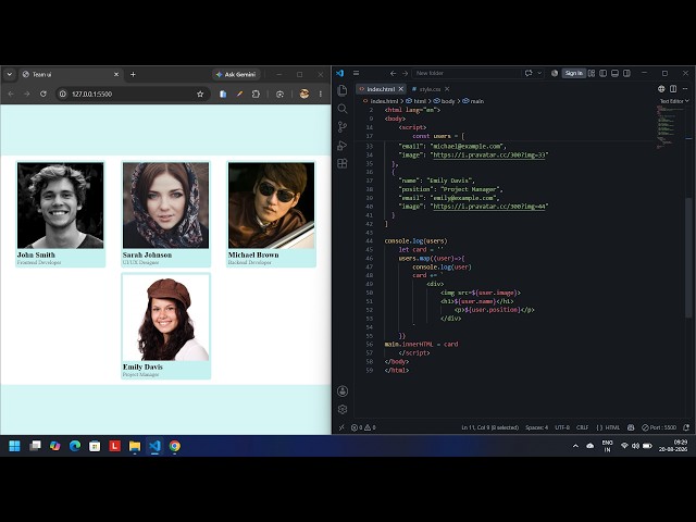 Practice Coding With Me 💻 | Beginner Coding Session | tean section ui HTML , CSS and JS