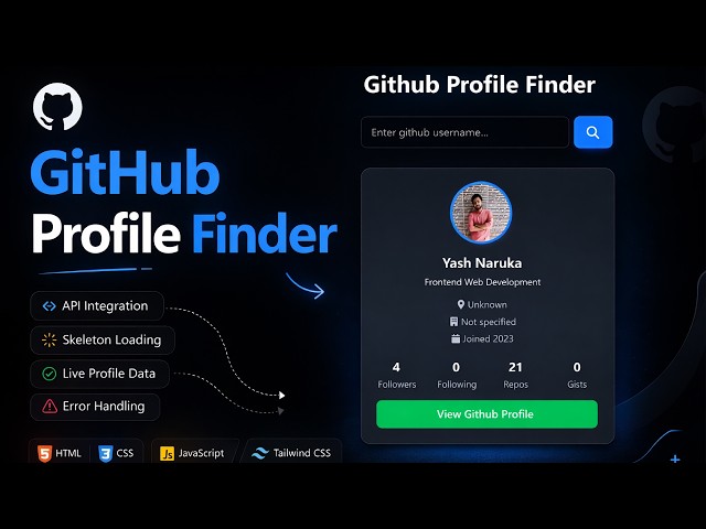 GitHub Profile Finder Project 🚀 | JavaScript OOP Project with API | Full Tutorial #webdevelopment