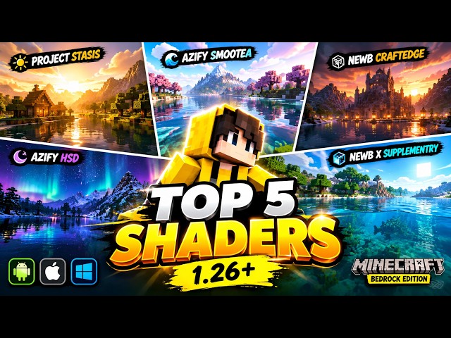 🔥 Top 5 BEST Shaders for Minecraft Bedrock 1.26+ | Android, iOS & Windows 11
