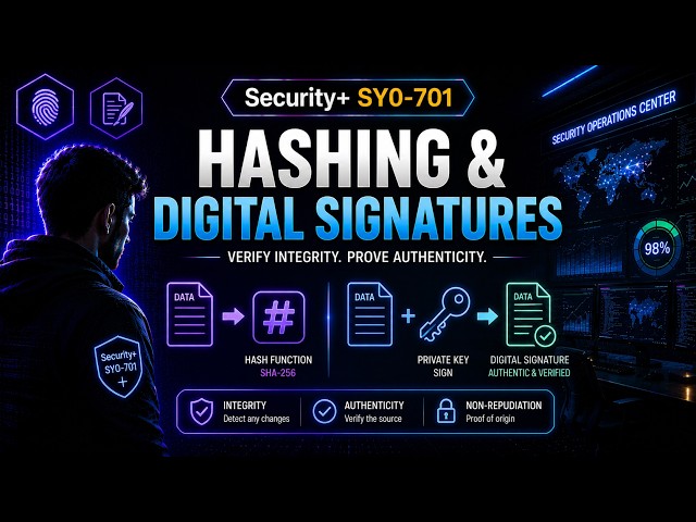 Security+ SY0-701: Hashing & Digital Signatures Explained | SHA-256, Integrity & Authentication
