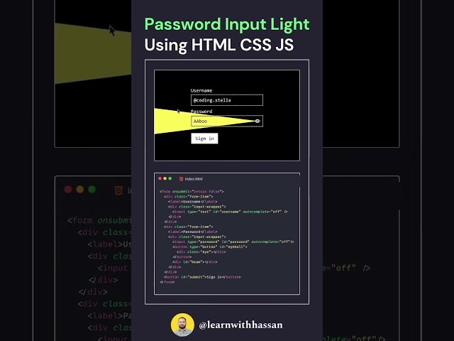 Password Input Light Login and Form Using HTML CSS | Login Form With Light Glowing | CodeMinds