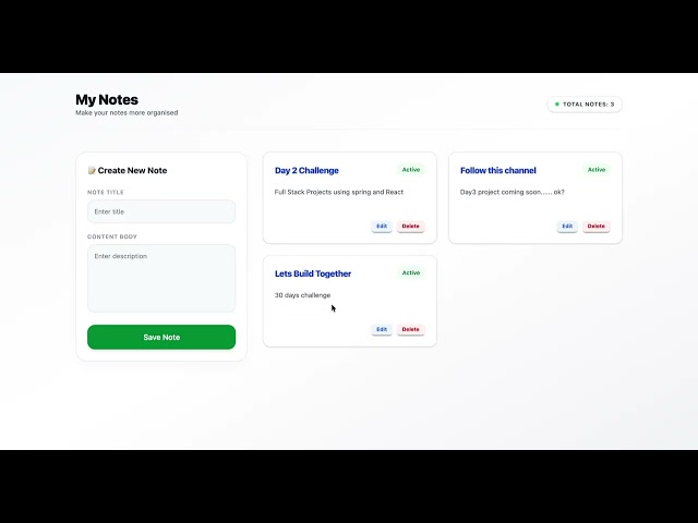 Day 2: Notes App for Your Resume | React + Spring Boot Full Stack Project