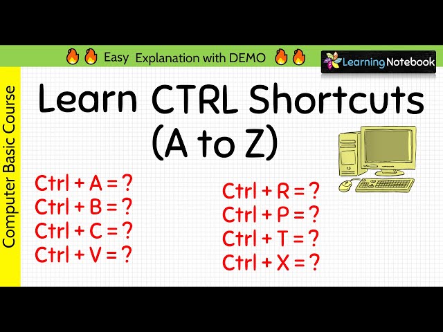 ctrl shortcut keys a to z | ctrl shortcut keys in computer