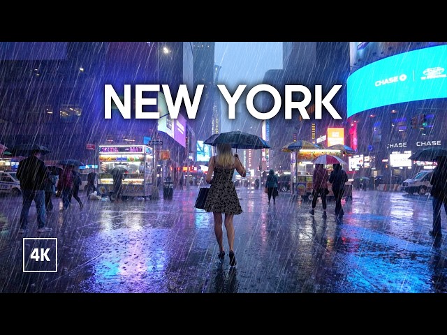 ⛈️ Walking in EXTREME THUNDERSTORM in NEW YORK ☔️ NYC Rain Sounds