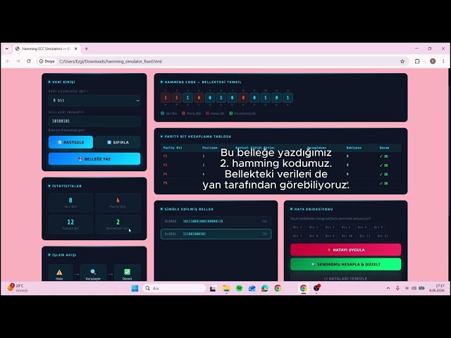 Bilgisayar Mimarisi Dönem Projesi – Hamming Code Error Correcting Code Simülatörü