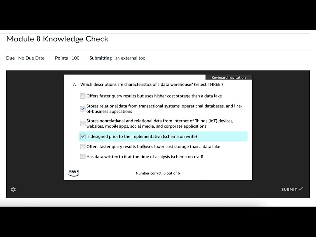 AWS Academy Data Engineering | Module 8 Knowledge Check