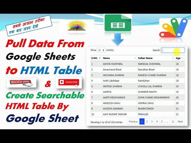 How to Pull Data From Google Sheets to HTML Table