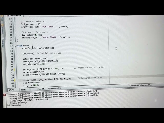 PWM ajustable con potenciomómetro  PIC16F887
