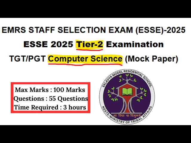 EMRS Tier-2 TGT / PGT Computer Science Mock Paper | Exam Pattern | ESSE 2025 SOLVED PAPER ANALYSIS 🔥