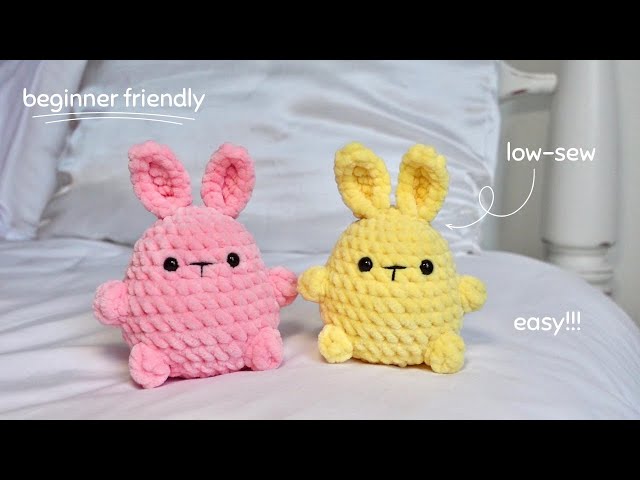 Beginner friendly crochet bunny TUTORIAL! Super easy AND it's low-sew!