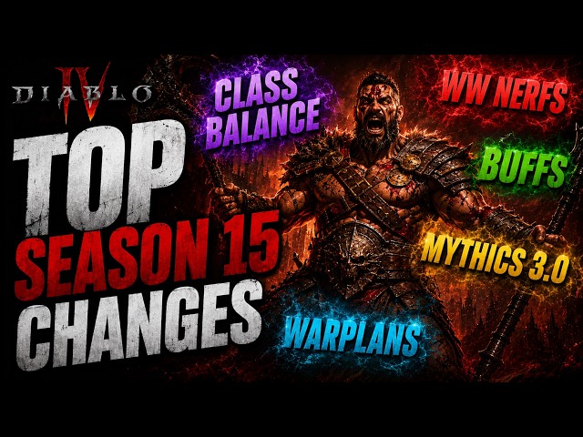 Top Season 15 Changes - Buffs Nerfs Class Balance & Mythics 3.0