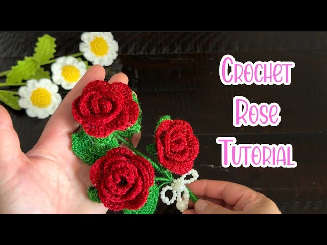 How to Crochet a 3D Rose 🌹 Easy and Fast Crochet Rose Bouquet 