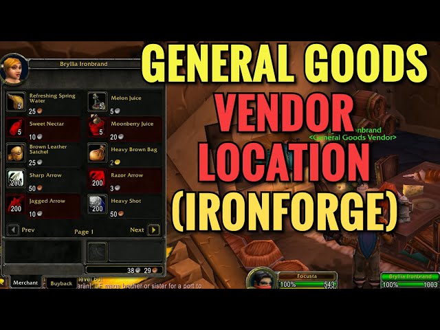 Ironforge General Goods Vendor Location - WoW Classic