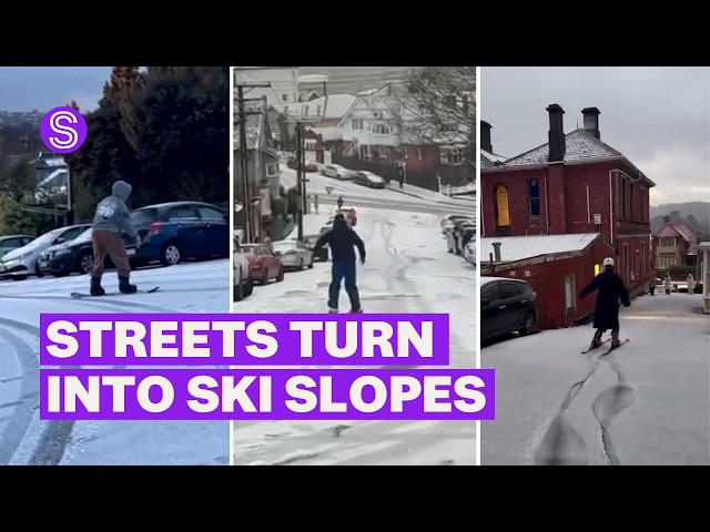 Streets turn into ski slopes as parts of NZ blanketed with snow | Stuff.co.nz