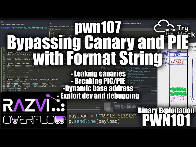 PIE and Canary bypass with Format String  - pwn107 - PWN101 | TryHackMe