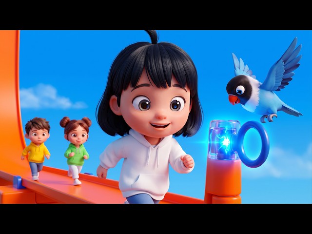Dev Turuncu Oyuncak Pisti! 🏎️ Luna'nın Hızlı Yarışı💨 (Çocuk Şarkısı & 3D Çizgi Film, Kusursuz Döngü)