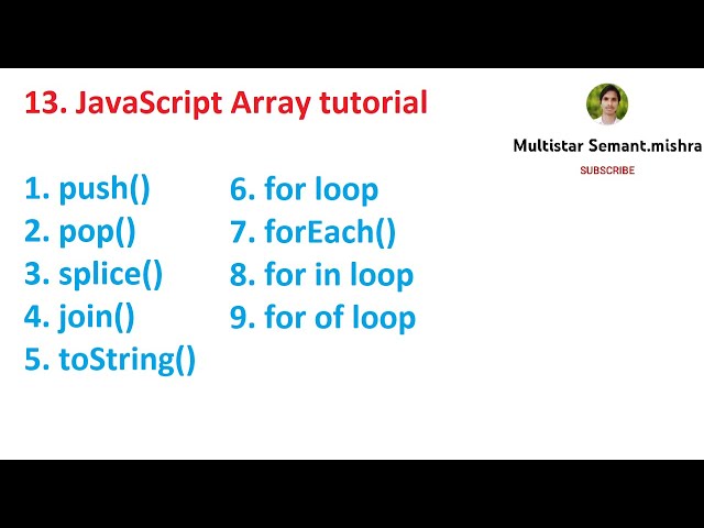 13. Array JavaScript tutorial | JavaScript Tutorial | Semant Sir @MultistarSemant.mishra