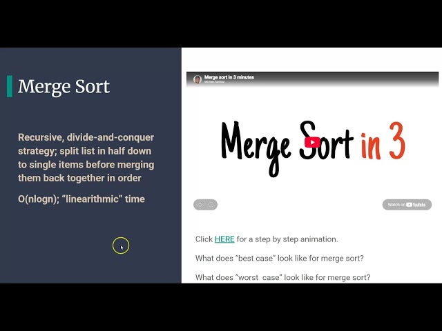 Topic 2, Video 5, Sorting Algorithms