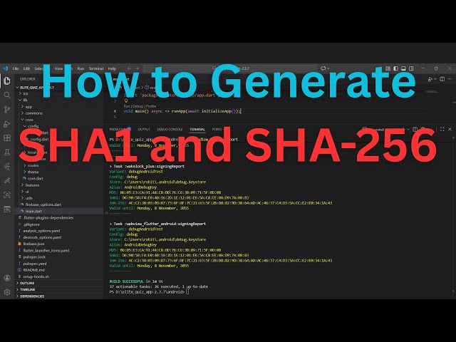 SHA1 and SHA-256 | How to generate SHA keys using VSCode on Windows For Firebase Account