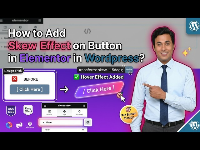 How to Add Skew Effect on Button in Elementor in Wordpress?