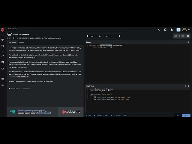 codewars python Holiday VIII   Duty Free