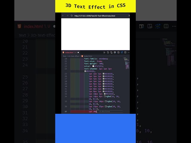 3D Text Effect Using text-shadow in CSS ✨ HTML, CSS