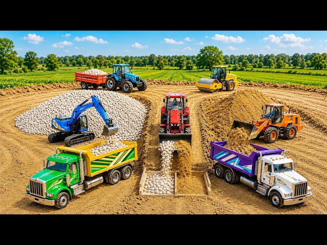 Jcb tractor video | Wheel Loader Loading White Stones Dump Truck Excavator | tractor gadi