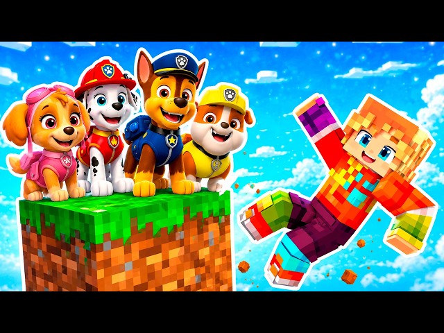 😱 WHAT HAPPENED TO CHASE FROM PAW PATROL? Skye and Ryder survive in ONE BLOCK in MINECRAFT