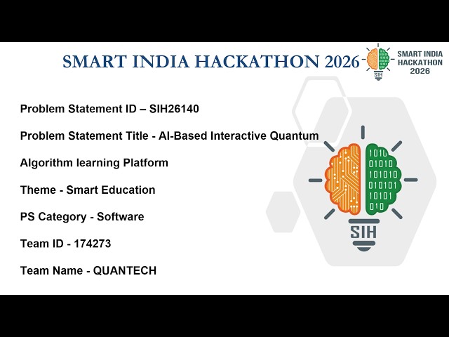 QuanTech | AI-Based Interactive Quantum Algorithm Learning Platform | SIH 2026 | PS ID - SIH26140