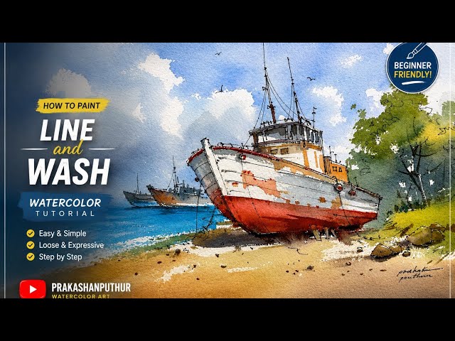 How to Paint a Stunning Boat | Line & Wash Watercolor Tutorial (Step by Step)