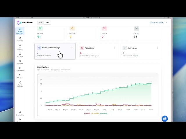 Checksum API Agent: Read your API agent health dashboard