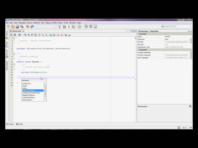 NetBeans 6.7.1 - Getters and Setters