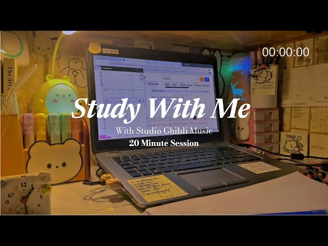 20 MINUTES - STUDY WITH ME | Clam Studio Ghibli Music | Late Night | Pomodoro 20