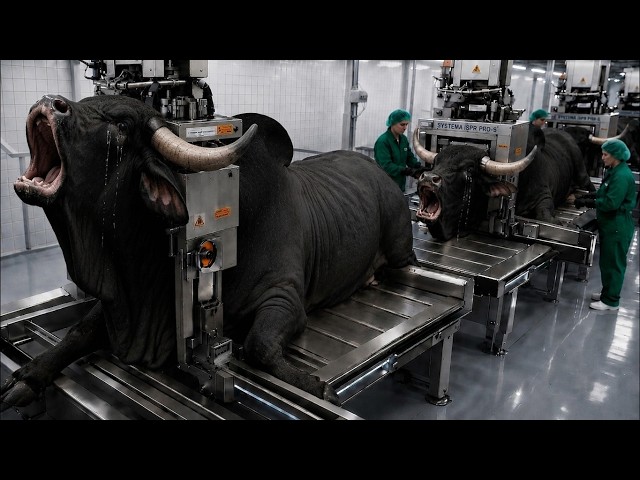 Inside Grey Brahman Bull Processing Factory: White Horn & Million Dollar Premium Hide Luxury Product