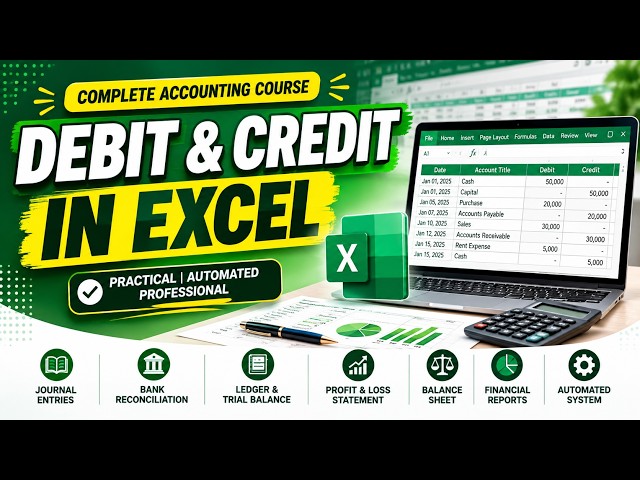 Debit and Credit in Excel | Complete Accounting Course | 2+ Hours Practical Training