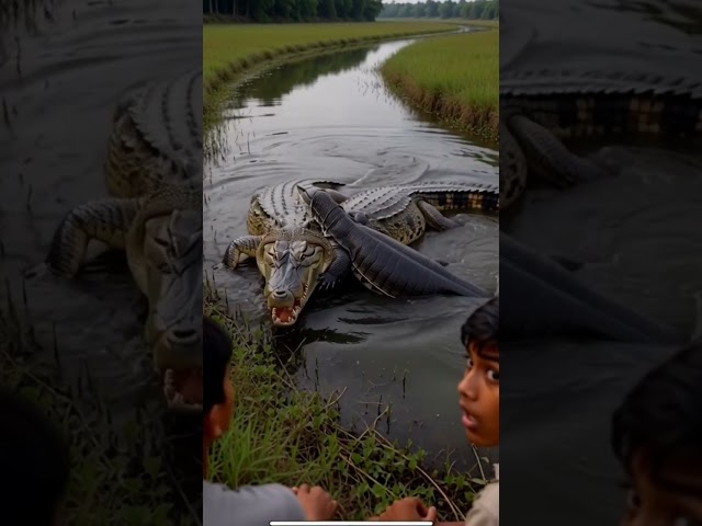 Wild Nature Shock | Crocodile Meets Python #shorts