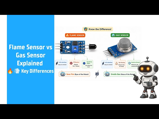 Flame Sensor vs Gas Sensor Explained 🔥💨 | Key Differences | Robotics Hardware Basics
