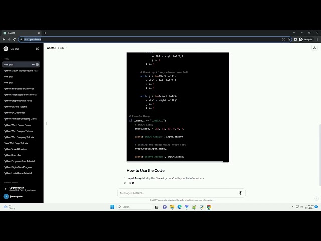 python program merge sort