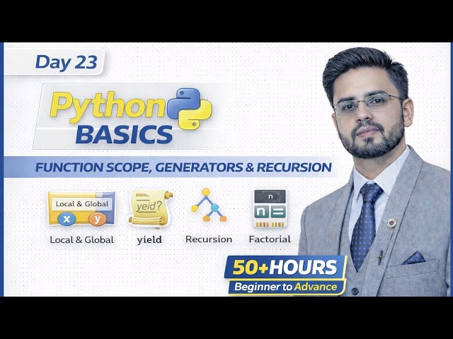 Python Full Course 2026 | Python Function Scope, Generators & Recursion | Advance Concept In Python